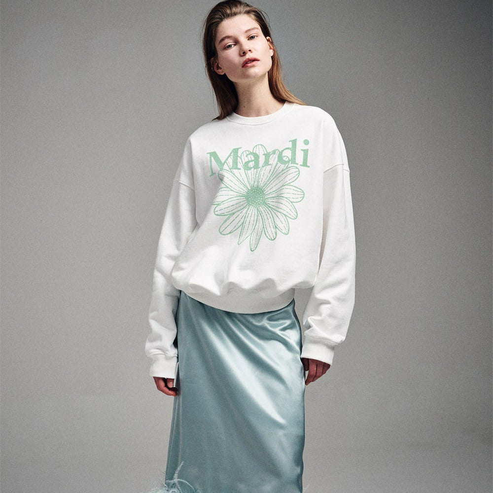 MARDI MERCREDI 2507 SWEATSHIRT FLOWERMARDI_WHITE MINT – Lines Up