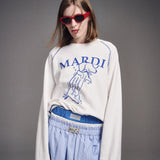 MARDI MERCREDI 2511 SWEATSHIRT RAGLAN SWING THE TAIL DDANJI_WHITE BLUE