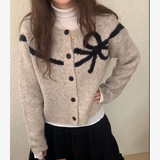 KOREAN COLLECTION 2511 蝴蝶结印花毛衣开衫 燕麦