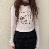 KOREAN COLLECTION 2511 可爱小狗印花针织衫 白