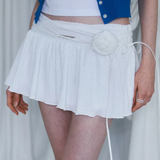 ROSE FRANTZ 2604 Rose Corsage Mini Skirt White