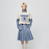 MARDI MERCREDI 2604 TSHIRT FLOWERMARDI NEEDLEWORK_LIGHTBEIGE BLUE