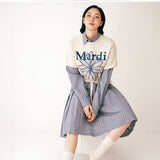 MARDI MERCREDI 2604 TSHIRT FLOWERMARDI NEEDLEWORK_LIGHTBEIGE BLUE