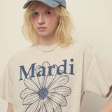MARDI MERCREDI 2510 TSHIRT FLOWERMARDI_OATMEAL BLUE