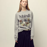 MARDI MERCREDI 2603 TSHIRT LONG SLEEVE FLOWERMARDI JARDIN GREY BLACK