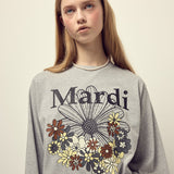 MARDI MERCREDI 2603 TSHIRT LONG SLEEVE FLOWERMARDI JARDIN GREY BLACK