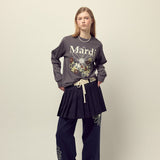 MARDI MERCREDI 2603 TSHIRT LONG SLEEVE FLOWERMARDI JARDIN CHARCOAL IVORY
