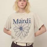 MARDI MERCREDI 2510 TSHIRT FLOWERMARDI_OATMEAL BLUE