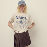 MARDI MERCREDI 2510 TSHIRT FLOWERMARDI_OATMEAL BLUE