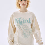 MARDI MERCREDI 2511 TSHIRT LONG SLEEVE TRIPLE FLOWER_BUTTER MOSSGREEN