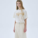 MARDI MERCREDI 2505 TSHIRT TRIPLE FLOWER_CREAM PEANUT