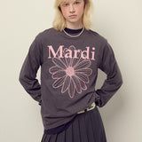 MARDI MERCREDI 2510 TSHIRT LONG SLEEVE FLOWERMARDI_CHARCOAL PINK