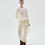 MARDI MERCREDI 2603 TSHIRT LONG SLEEVE FLOWERMARDI_CREAM INDIPINK