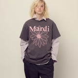 MARDI MERCREDI 2510 UNISEX TSHIRT FLOWERMARDI_CHARCOAL PINK