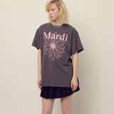 MARDI MERCREDI 2510 UNISEX TSHIRT FLOWERMARDI_CHARCOAL PINK