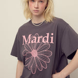 MARDI MERCREDI 2510 UNISEX TSHIRT FLOWERMARDI_CHARCOAL PINK