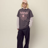MARDI MERCREDI 2510 UNISEX TSHIRT FLOWERMARDI_CHARCOAL PINK