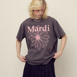 MARDI MERCREDI 2510 UNISEX TSHIRT FLOWERMARDI_CHARCOAL PINK