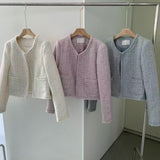 KOREAN COLLECTION 2511 粗花呢短款小香外套 蓝