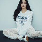 MARDI MERCREDI 2505 UNISEX TSHIRT LONG SLEEVE FLOWERMARDI_WHITE NAVY