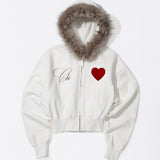 SCULPTOR 2610 Faux Fur Trimming Hooded Zip-Up White