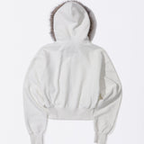 SCULPTOR 2610 Faux Fur Trimming Hooded Zip-Up White
