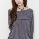ILLIGO 2610 SHEER STRAP LONG SLEEVE CHARCOAL