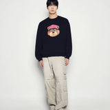 ADLV 2511 3D AC熊圆领卫衣 黑