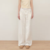 YUSE SS2403 LACE LAYERED COTTON WIDE PANTS - IVORY