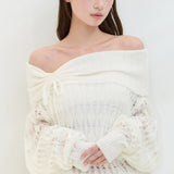 ILLIGO 2610 PUNCHING LOOSE OFF SHOULDER KNIT IVORY