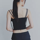 PAIN OR PLEASURE 2605 HEART RIBBON TOP CHARCOAL