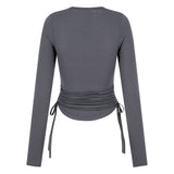 ILLIGO 2610 BOLERO SHIRRING TOP TEE CHARCOAL