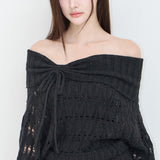ILLIGO 2610 PUNCHING LOOSE OFF SHOULDER KNIT BLACK