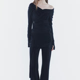 PAIN OR PLEASURE 2608 RUBY HOOK LAYERED PANTS BLACK
