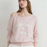 ROLAROLA 2603 MAISON DE ROLA EMBROIDERY OFF SHOULDER KNIT PINK