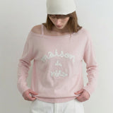 ROLAROLA 2603 MAISON DE ROLA EMBROIDERY OFF SHOULDER KNIT PINK