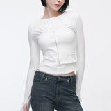 YUSE 2410 HOOK CLOSING TUBE TOP LONG SLEEVE T-SHIRT - IVORY