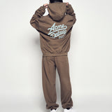 ADLV 2511 连笔字母印花连帽卫衣 棕