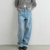 ROLAROLA 2605 CURVED LINE DENIM PANTS LIGHT BLUE