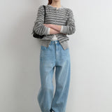 ROLAROLA 2605 CURVED LINE DENIM PANTS LIGHT BLUE