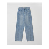 ROLAROLA 2605 CURVED LINE DENIM PANTS LIGHT BLUE