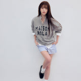 ROLAROLA 2605 MAISON DE ROLA EMBROIDERY HALF ZIP-UP M/GRAY