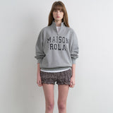ROLAROLA 2605 MAISON DE ROLA EMBROIDERY HALF ZIP-UP M/GRAY