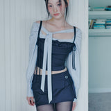 PAIN OR PLEASURE 2605 HEART RIBBON TOP CHARCOAL