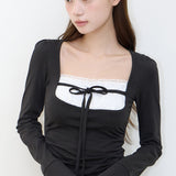 ILLIGO 2610 ROSY SQUARE-NECK TOP BLACK