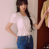 ROLAROLA 2605 FRILL SHIRRING BLOUSE WHITE