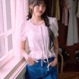 ROLAROLA 2605 FRILL SHIRRING BLOUSE WHITE
