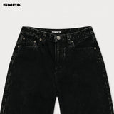 SMFK 2501 十字经典阔腿牛仔裤/黑牛仔