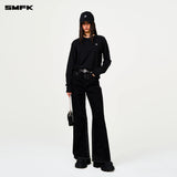 SMFK 2501 十字经典阔腿牛仔裤/黑牛仔