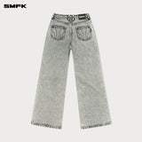 SMFK 2501 十字经典阔腿牛仔裤/白雪花